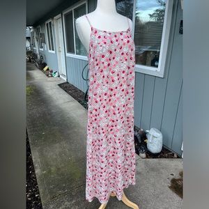 Bobbie Brooks Y2K Pink Floral Maxi Summer Cottagecore Boho Slip Dress Small